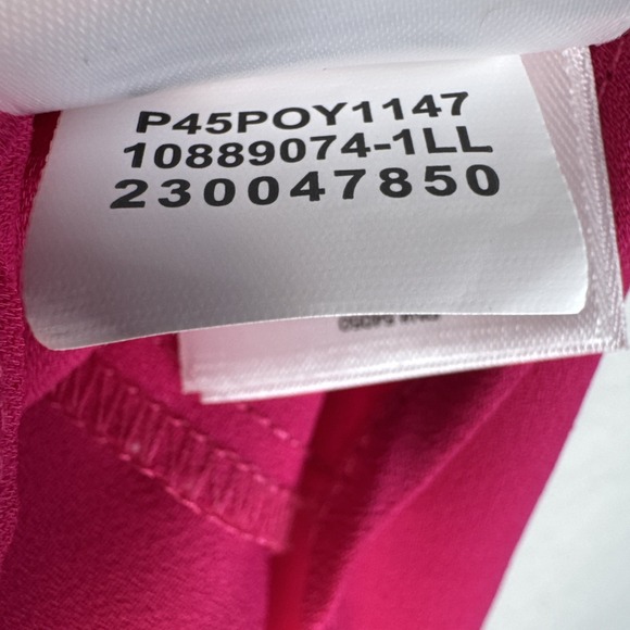 Anne Klein Fuchsia Blouse Petite Small Button Up Career Top Chest Pockets - Picture 7 of 10